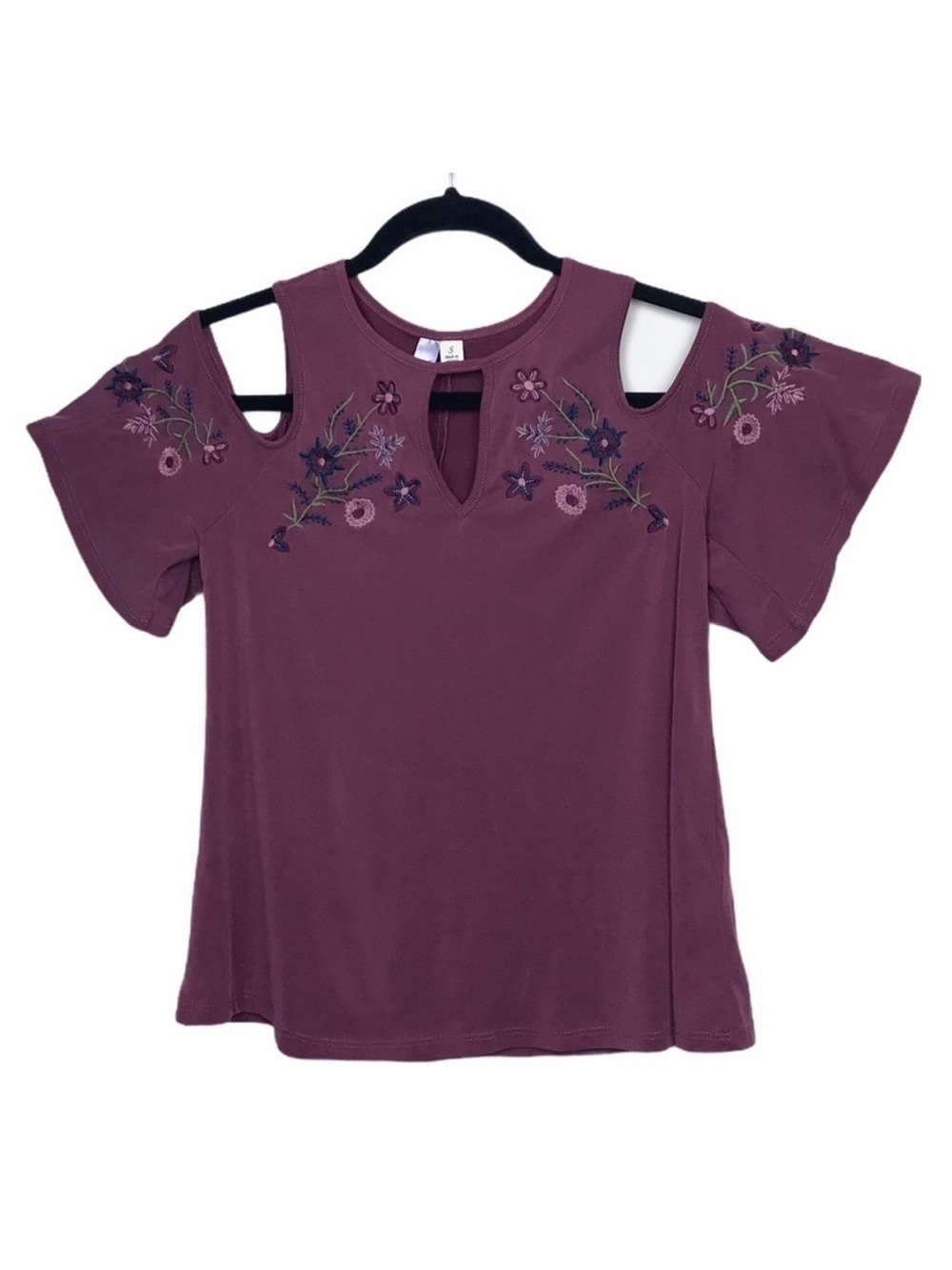 Alya Mauve Purple Floral Cold Shoulder Top